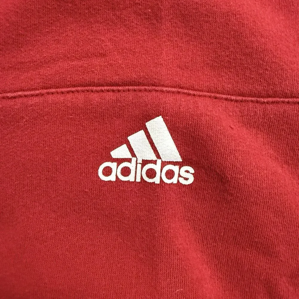 Vintage Indiana University Adidas Hoodie Mens XL Red White Stripes Center Logo